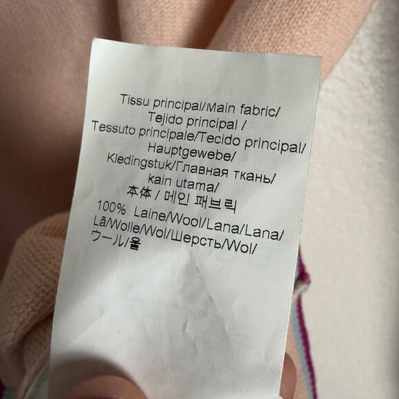 Kenzo Tiger Patch Pink Gray Colorblock Wool Cardigan Sweater Size Small - Picture 8 of 11